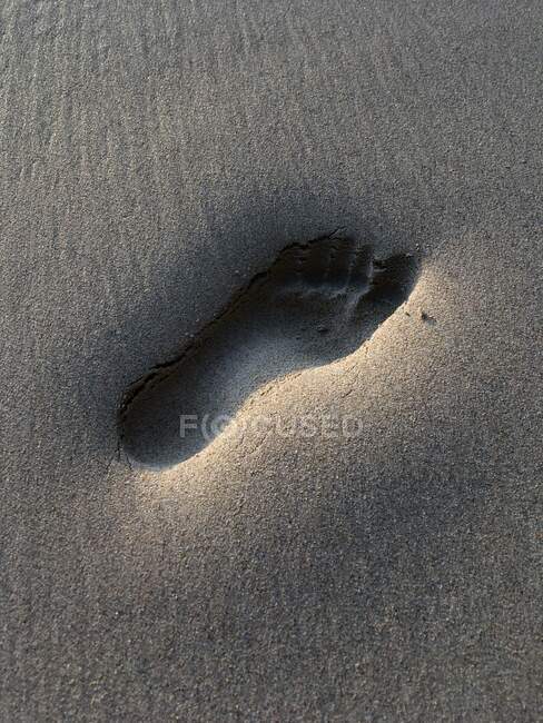 Nahaufnahme eines Fußabdrucks im Sand, Seychellen — Stockfoto