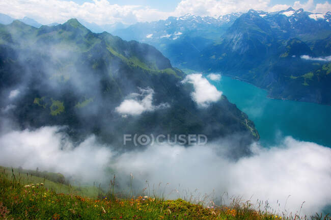 Aerial view of Urnersee lake from Fronalpstock, Switzerland — Stock Photo
