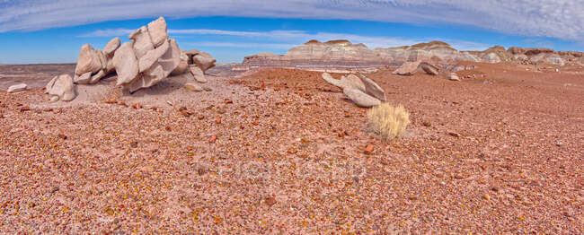 Formações rochosas no deserto, Parque Nacional da Floresta Petrificada, Arizona, EUA — Fotografia de Stock