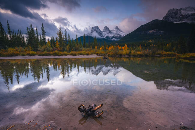 Three Sisters from Policeman Creek near Canmore, Alberta, Canada — Stock Photo