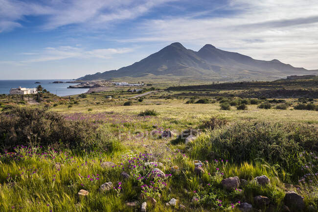 Ländliche Landschaft, Los Escullos, Cabo de Gata, Almeria, Andalusien, Spanien — Stockfoto