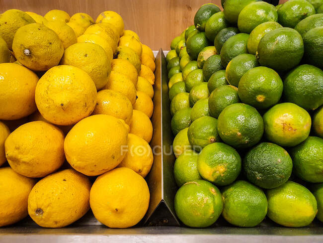 Stapel Zitronen und Limetten — Stockfoto