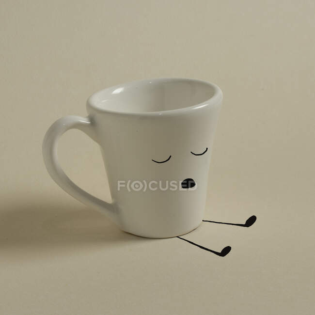 Cup of coffee and a red mug, with white chalk on the side, 3d rendering — Stock Photo
