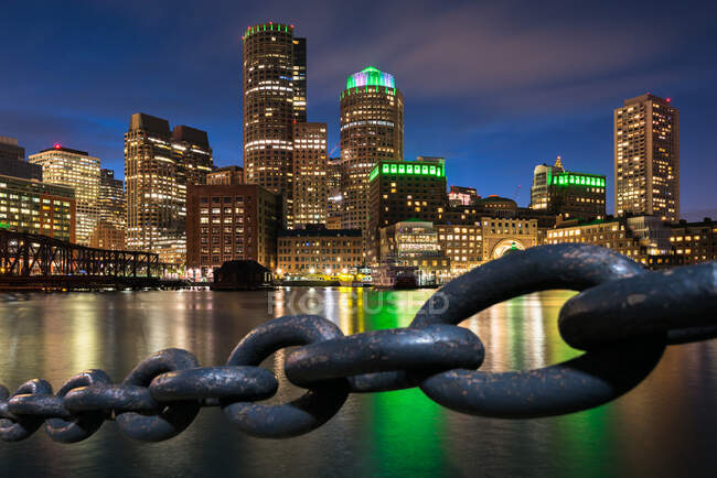 Paysage urbain et promenade portuaire, Boston, Massachusetts, États-Unis — Photo de stock