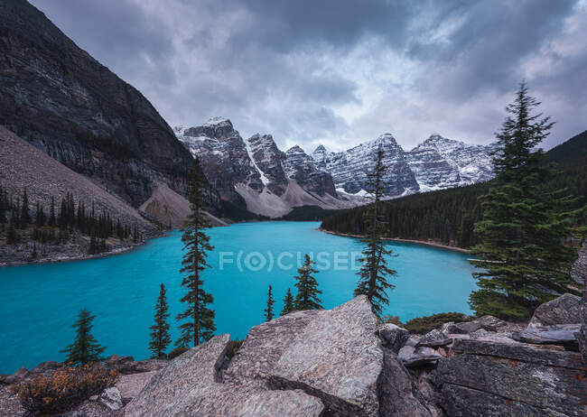 Moraine Lake, Valley of the Ten Peaks, Banff National Park, Alberta, Canada — Foto stock