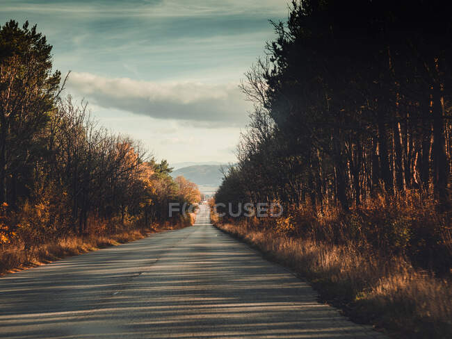 Strada attraverso il paesaggio rurale, Iskar, Bulgaria — Foto stock