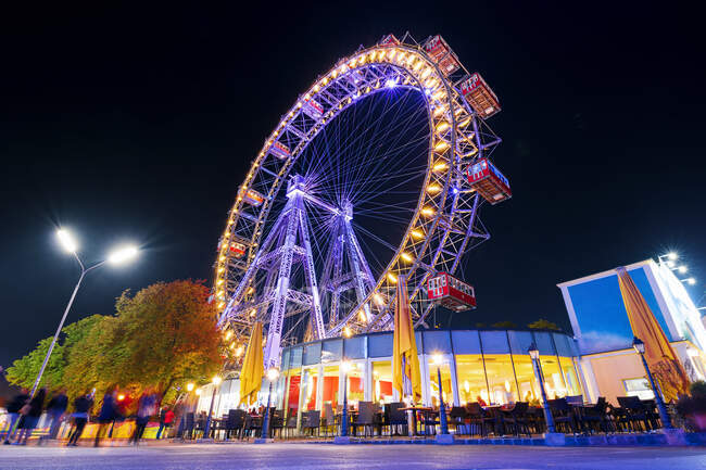 Prater ferris wheel at night, Viena, Áustria — Fotografia de Stock