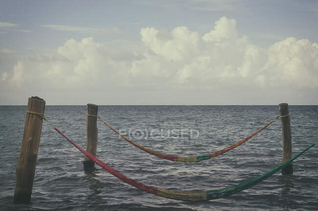 Две гамаки висят в море, Ямайка — стоковое фото