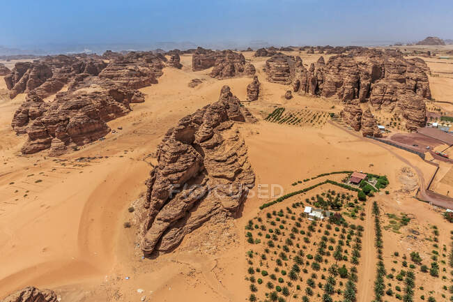 Aerial view of desert rocks in saudi arabia — Stock Photo
