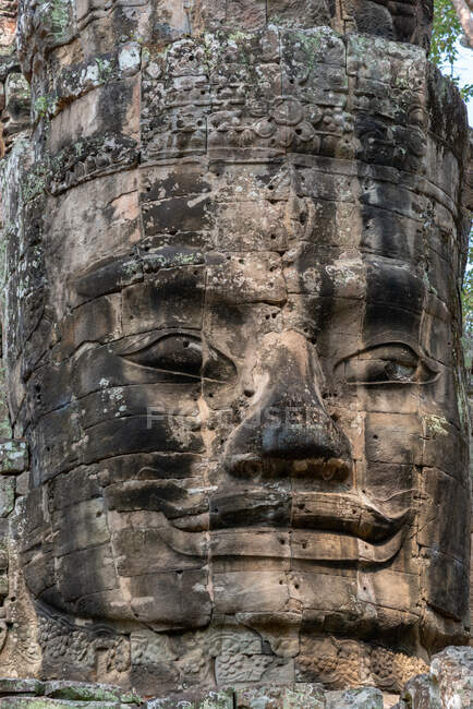 Резьба в Байоне, Ангкор-Ват, Фам-Рип, Камбодия — стоковое фото