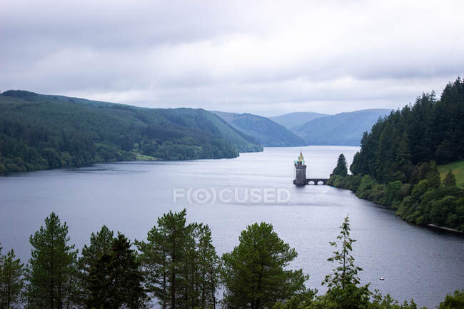 Lake Vyrnwy reservoir, Powys, País de Gales, Reino Unido — Fotografia de Stock