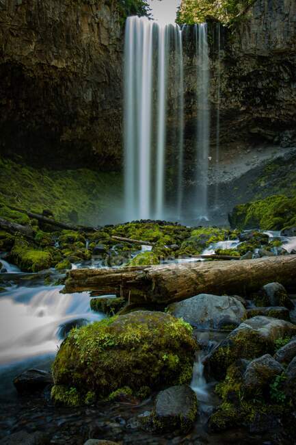 Close-up de uma cachoeira em uma floresta, Oregon, Estados Unidos — Fotografia de Stock