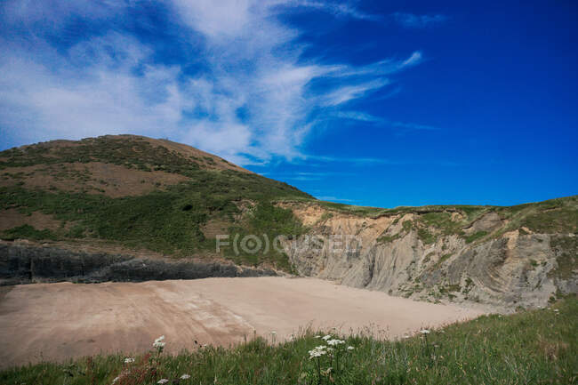 Mwnt beach, Cardigan Bay, Ceredigion, Gales, Reino Unido - foto de stock