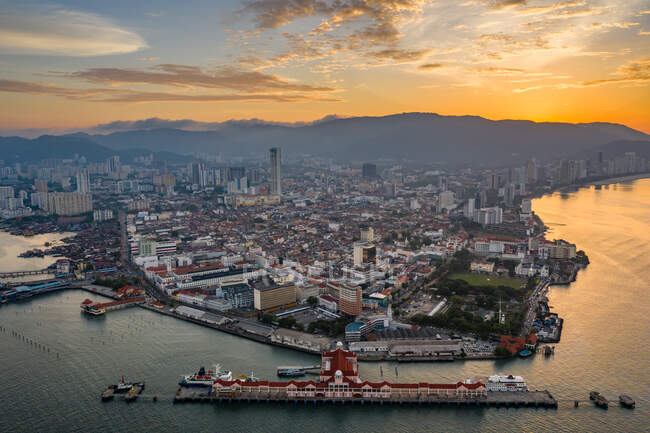 Aerial view of Swettenham Pier, George Town, Penang, Malaysia — Stock Photo