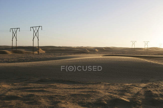 Electricity pylons in the desert, Namibia — Stock Photo