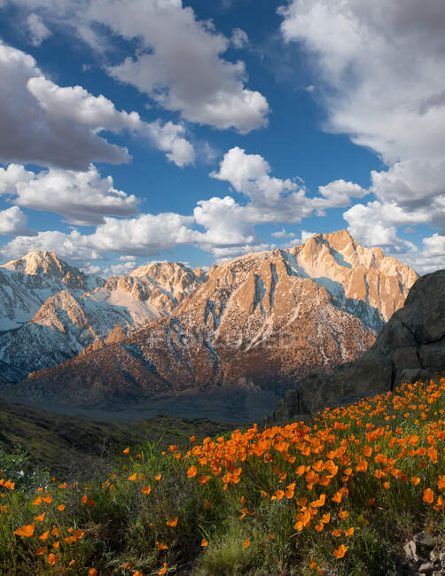 Mount Whitney e Sierra Nevada Mountain Range, California, USA — Foto stock