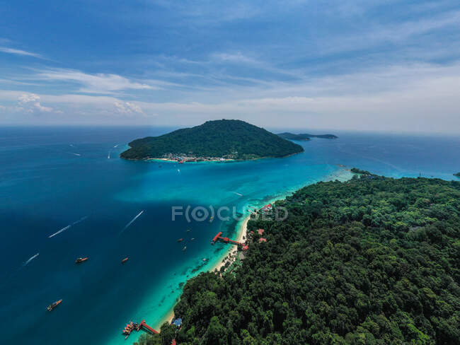 Luftaufnahme der Inseln Pulau Perhentian Besar und Pulau Perhentian Kecil, Tenrengganu, Malaysia — Stockfoto