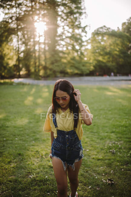 Portrait of a woman walking in the park, Serbia — Stock Photo