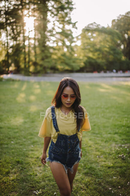 Portrait of a woman walking in the park, Serbia — Stock Photo