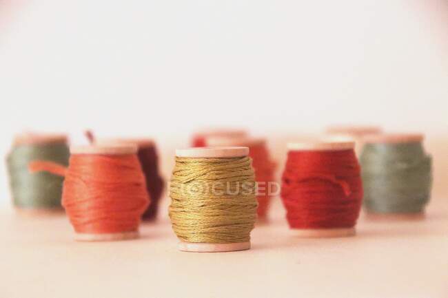 Close-up of multi coloured reel of yarn — Stock Photo