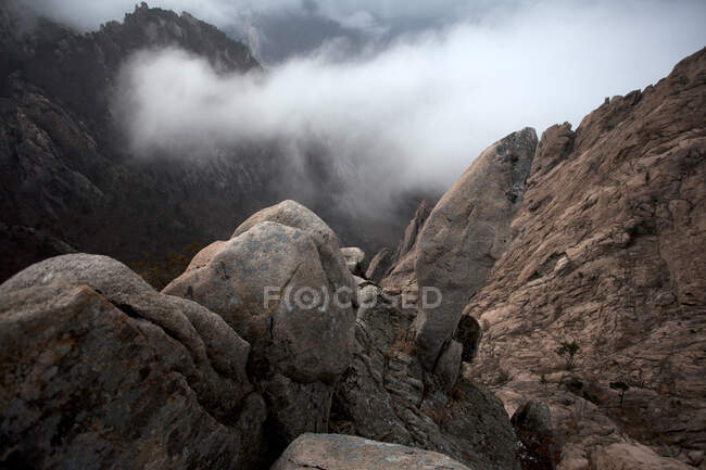 Paesaggio montano nebbioso, Corea del Sud — Foto stock