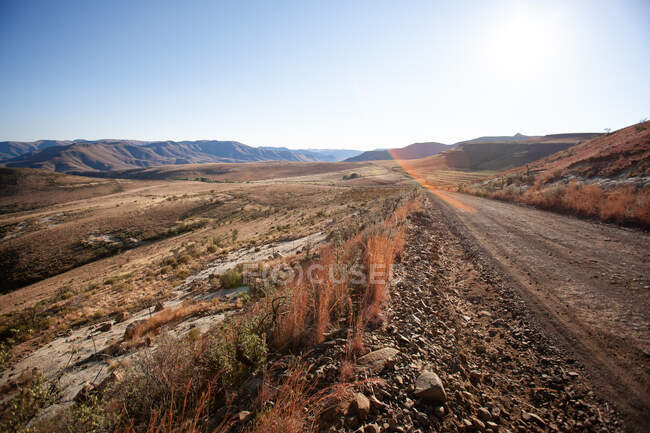 Drakensberg-Bergblick von der Straße nach Rhodos, Eastern Cape, Südafrika — Stockfoto