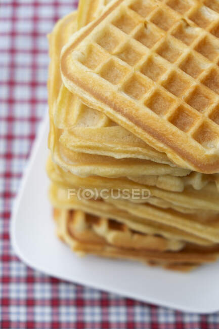 Close-up of a stack of Belgian waffles — Stock Photo