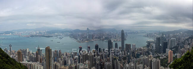 Paesaggio urbano aereo, Hong Kong, Cina — Foto stock