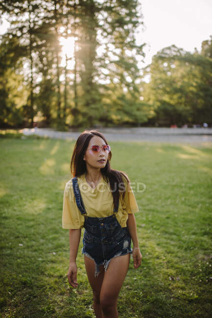 Portrait of a woman standing in the park, Serbia — Stock Photo