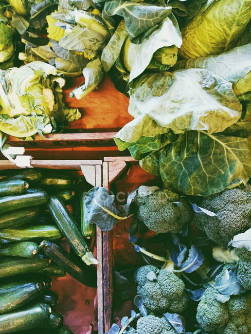 Ящики из овощей на рынке, Англия, Великобритания — стоковое фото