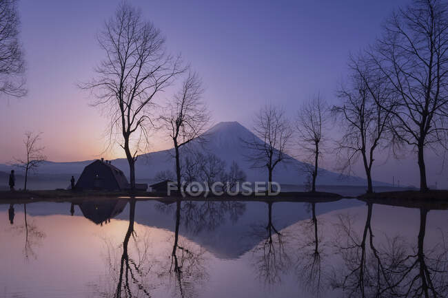 Силуэт горы Фудзи, Хонсю, Япония — стоковое фото