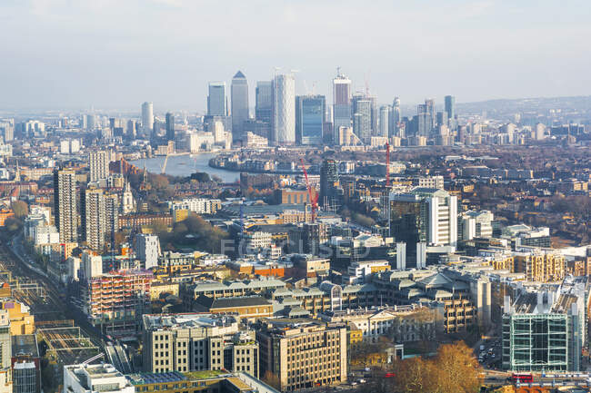 Aerial cityscape of Canary Wharf, London, United Kingdom — Stock Photo