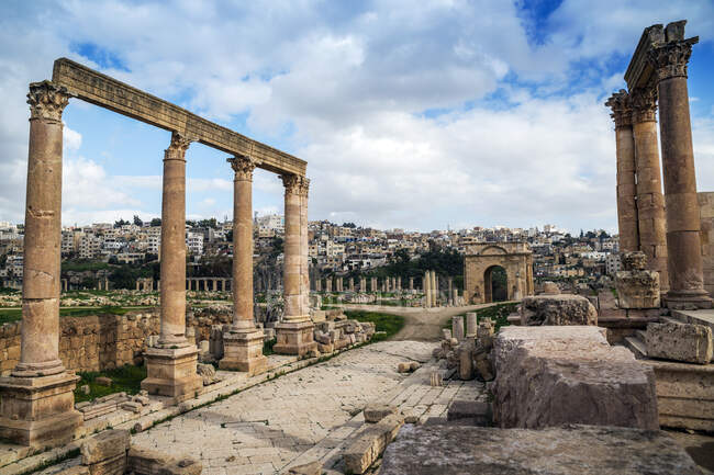 Vieux Ruines, Jerash, Jordanie — Photo de stock