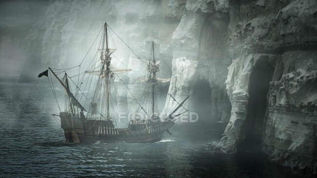 Altes Schiff auf dem Hintergrund des Meeres — Stockfoto