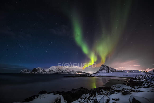 Northern Lights, Lofoten, Nordland, Norway — Stock Photo