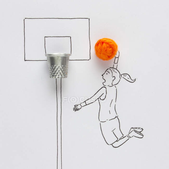 Concettuale donna che gioca a basket — Foto stock