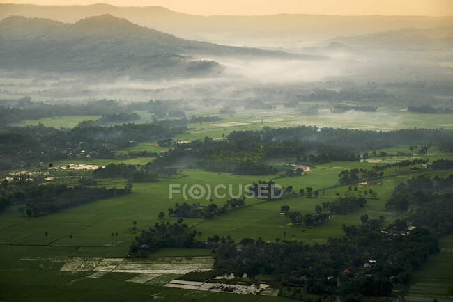 Vista aérea de arrozales inundados, Indonesia - foto de stock
