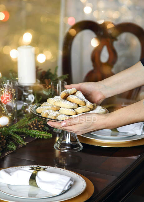Bolachas tradicionais de Natal 'Vanilla crescents' — Fotografia de Stock