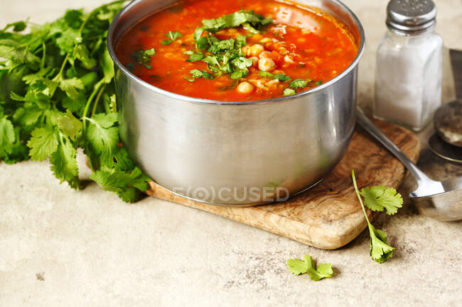 Moroccan soup with chickpeas — Stock Photo