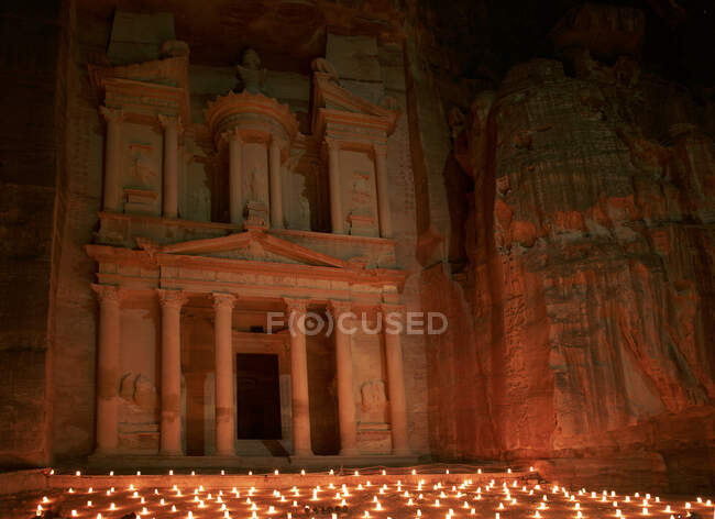 View of the ancient ruins of the monastery of petra. jordan. — Stock Photo