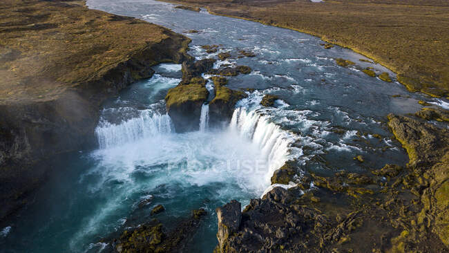 Vista aérea da cachoeira Godafoss, Bardardalur, Islândia — Fotografia de Stock