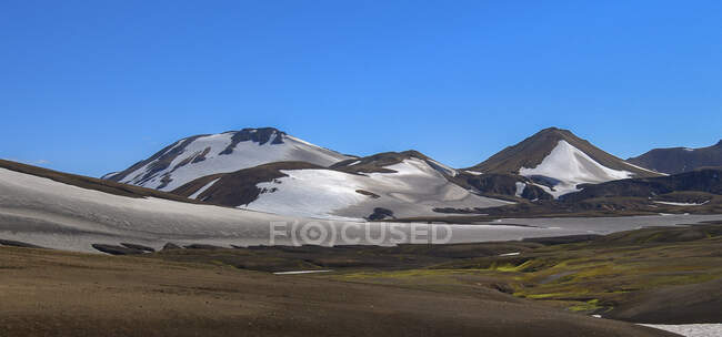Paisaje dramático a lo largo de la ruta de senderismo Landmanalaugar a Thorsmork, Islandia del Sur, Islandia - foto de stock