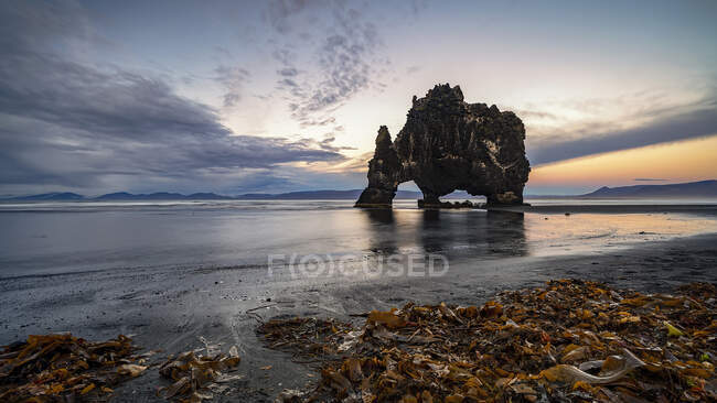 Hvitserkur ao pôr do sol, Islândia — Fotografia de Stock