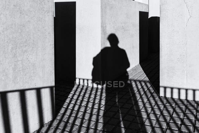Shadow of a man at the Holocaust Memorial, Berlin, Germany — Stock Photo