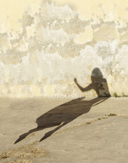 Sombra de mujer en una pared - foto de stock