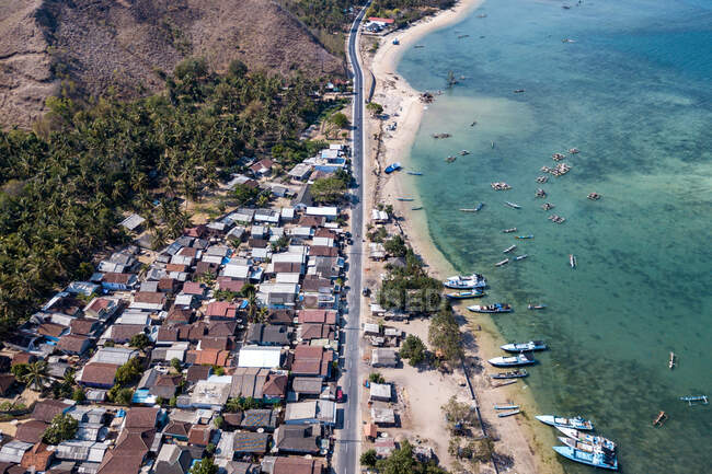 Vista aérea de Awang, Lombok, Indonesia - foto de stock