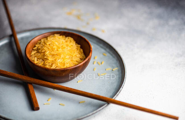 Minimalistic intermittent fasting concept with a bowl of rice — Stock Photo