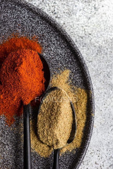 Georgian food cooking concept with spices on rustic background with copy space — Stock Photo