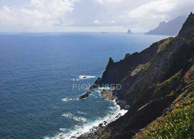 Luftaufnahme der Küste zwischen Taganana und Afur, Teneriffa, Kanarische Inseln, Spanien — Stockfoto