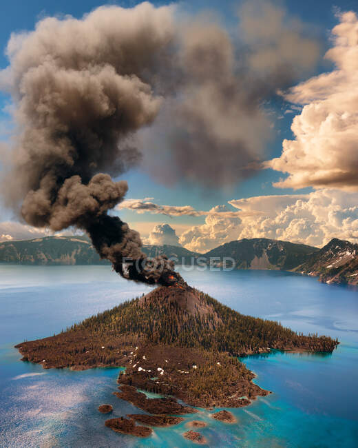 Smoke rises above this caldera — Foto stock